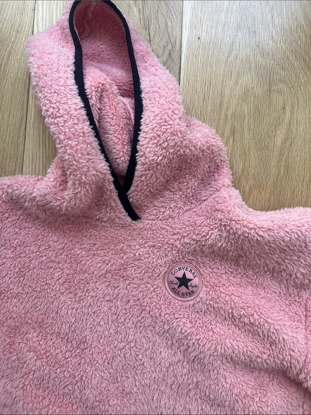 Converse Pink Sherpa Hoodie with Black Trim Accent